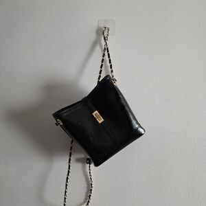 Chic Black Leather Chain Strap Backpack